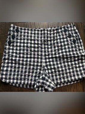 LOFT Black and White Gingham Sailor Shorts